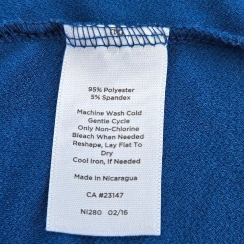 Talbots Womens Blue 3/4 Sleeve Ruched Front Slinky Knit Top Large - Picture 4 of 4